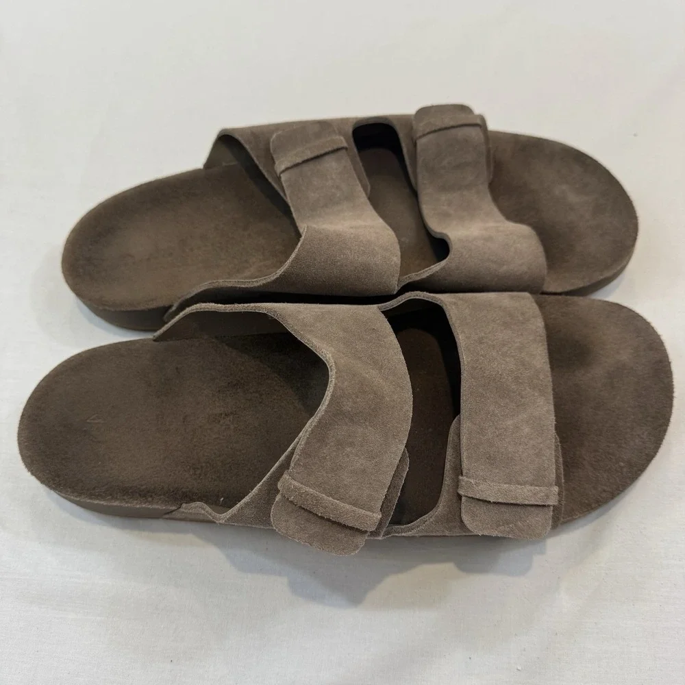 Reef Ojai Two Bar Mens Brown Suede Slide Sandals Size 13 CJ0511 Color Fossil